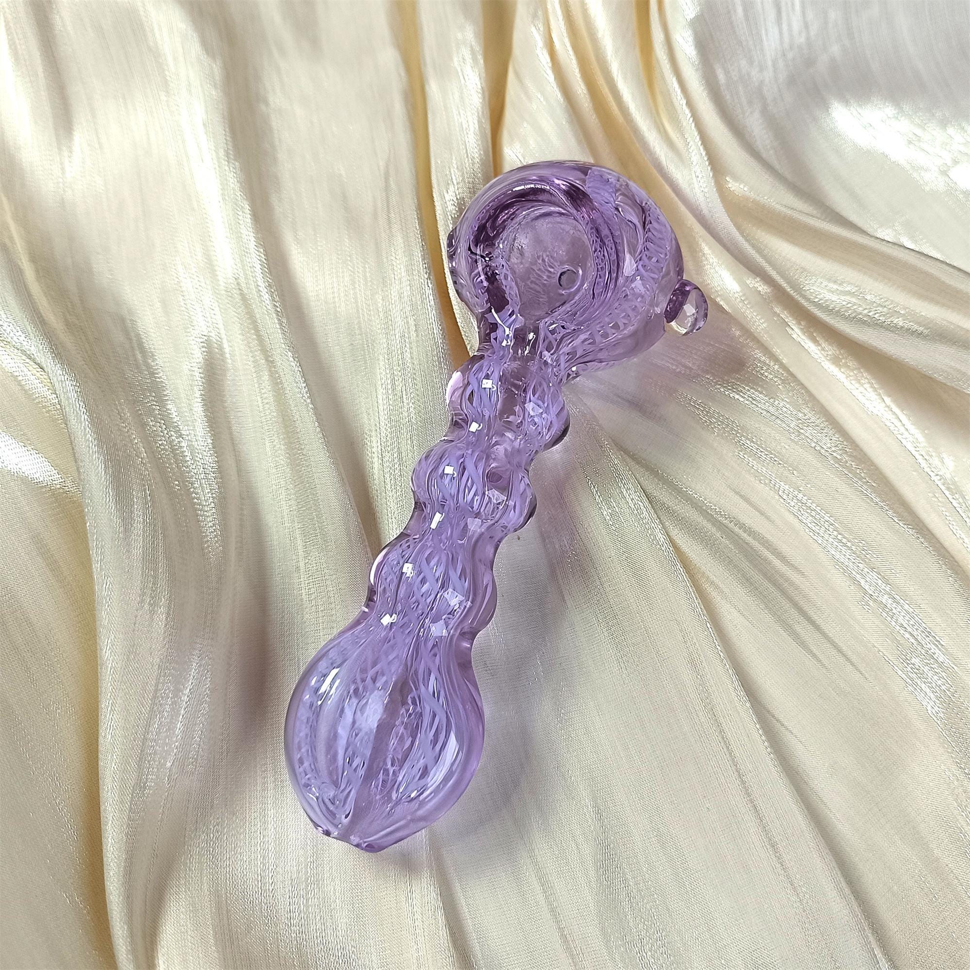 5.5 Inch Glass Smoking Pipe,ClearCute Girly Bowl,Perfect Gift for Her,Pocket Glass Pipe,White Stripes,Spoon Pipe