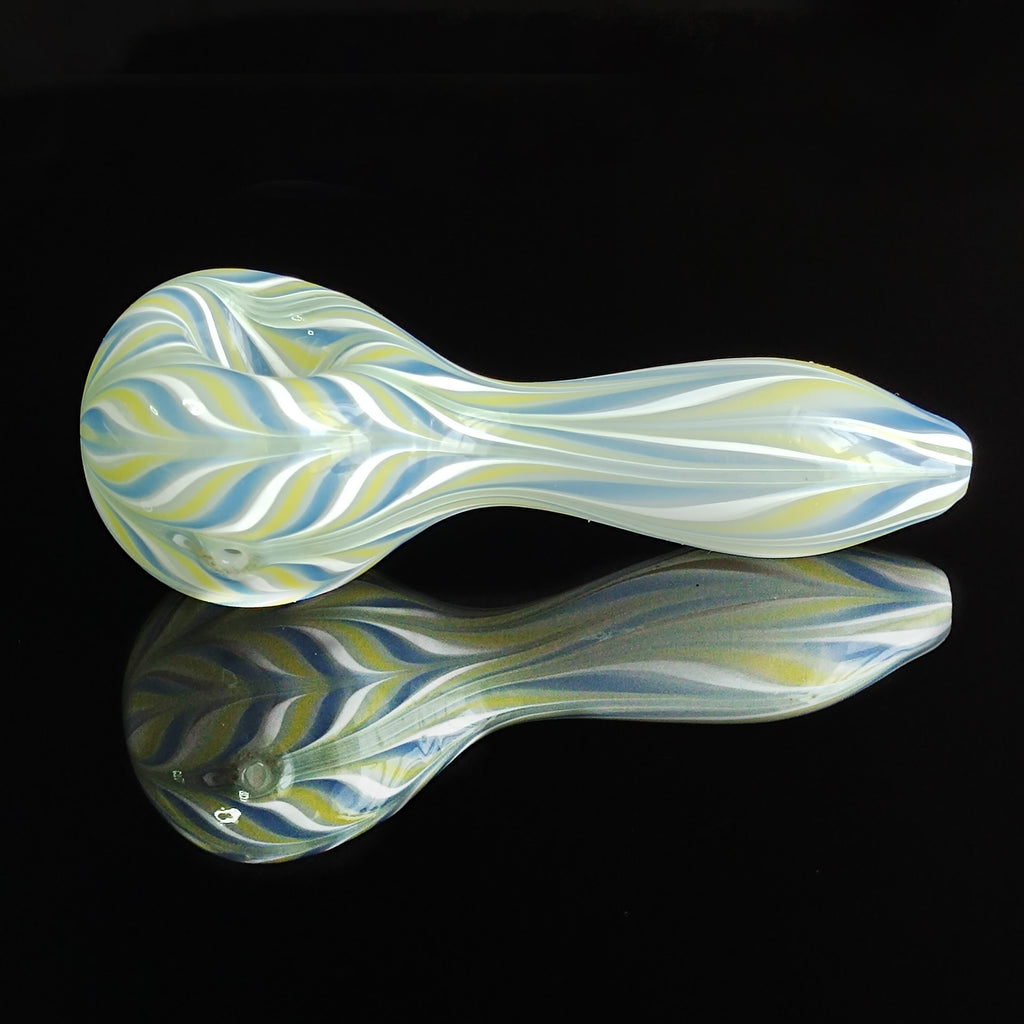 Cyan-Green Ripple Glass Pipe