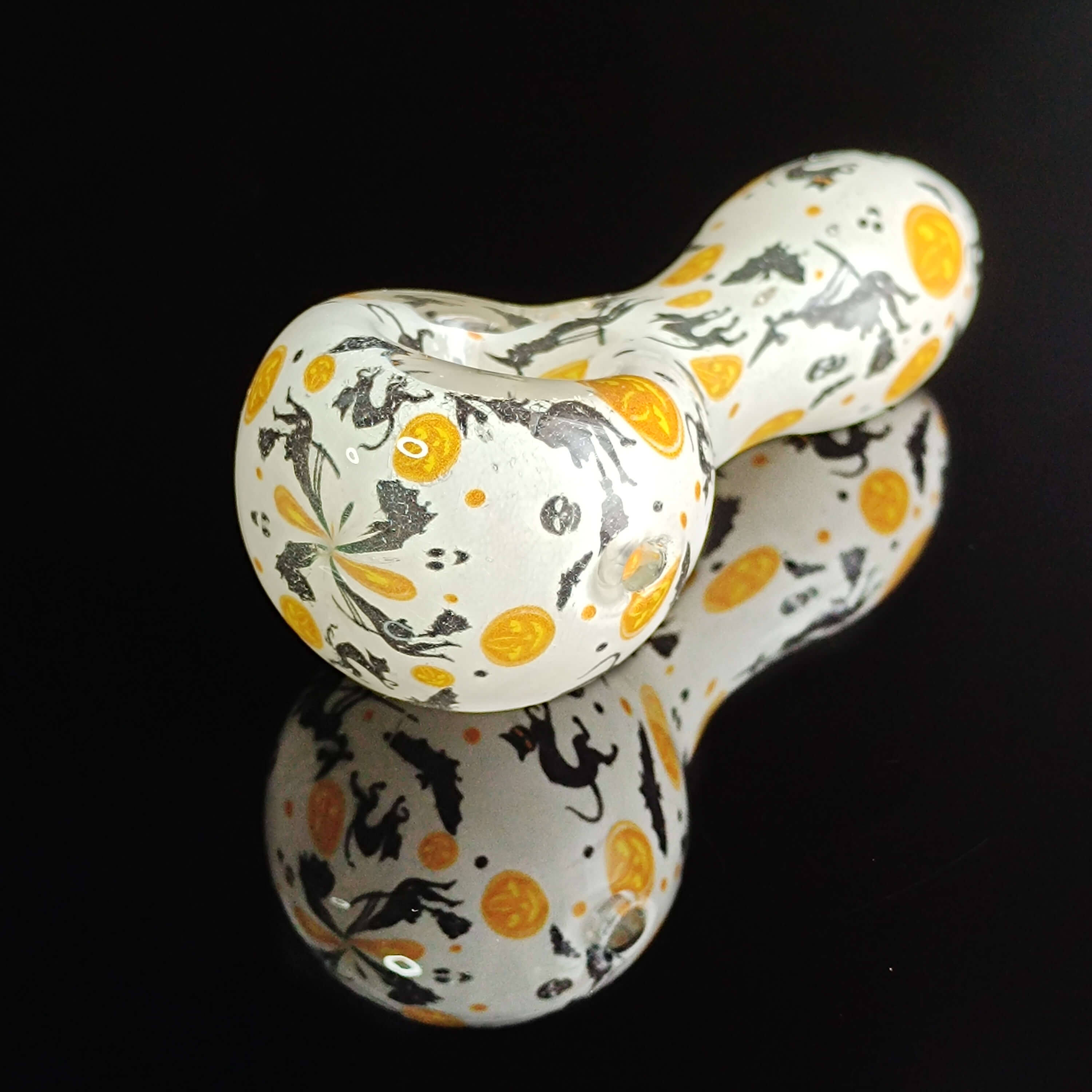 Pumpkin, bat, and black cat Glass Pipe