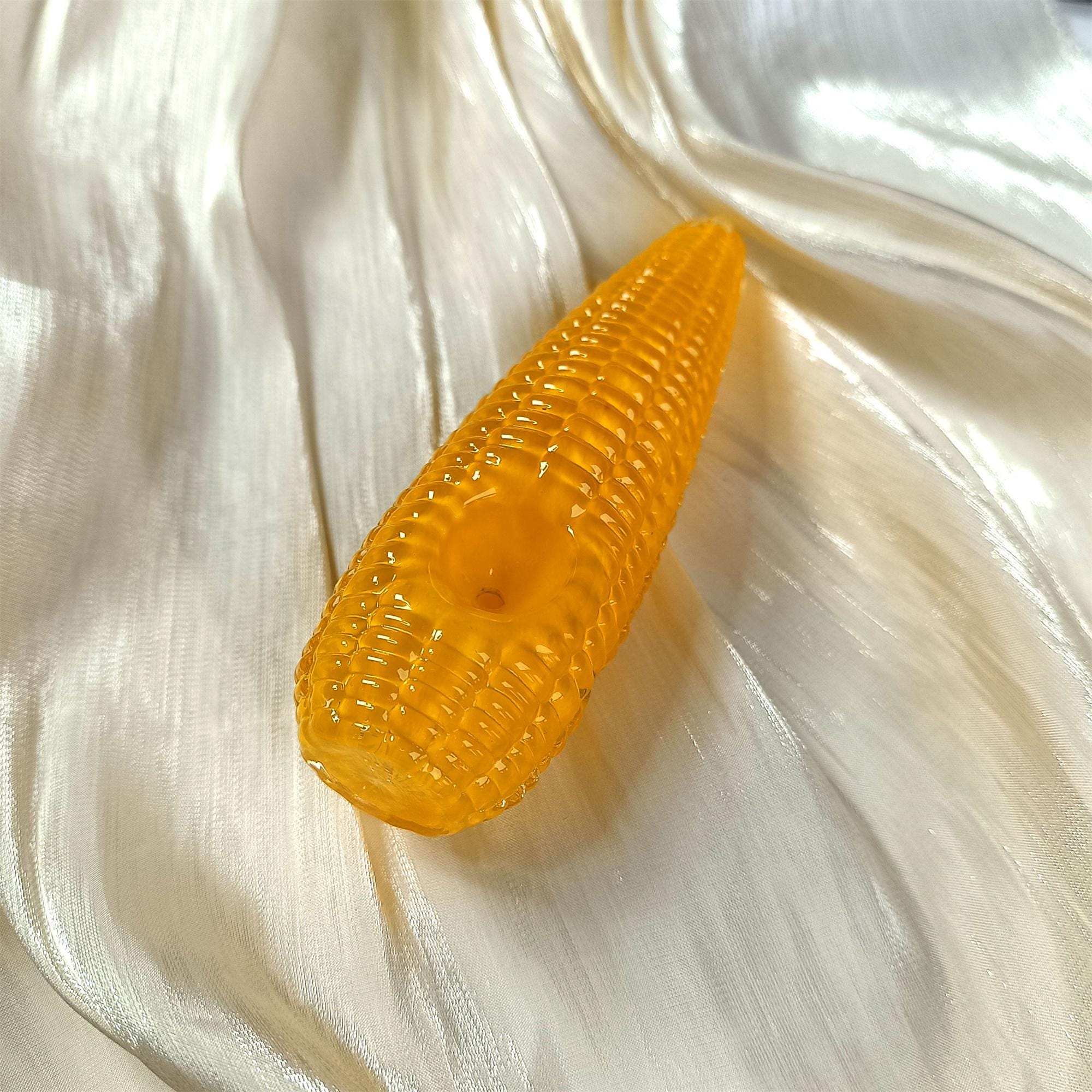 4.5 Inch Glass Smoking Pipe,Yellow Corn Design,Cute Girly Bowl,Perfect Gift for Her,Pocket Glass Pipe,Spoon Pipe