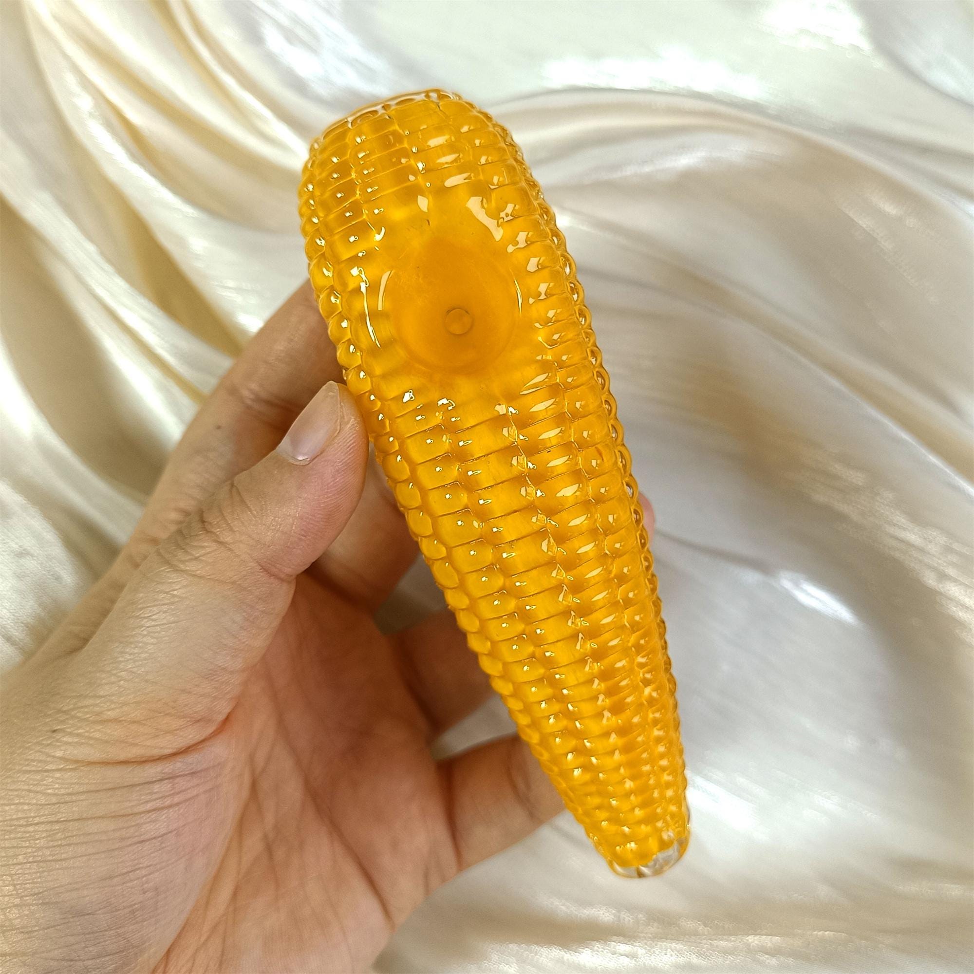 4.5 Inch Glass Smoking Pipe,Yellow Corn Design,Cute Girly Bowl,Perfect Gift for Her,Pocket Glass Pipe,Spoon Pipe