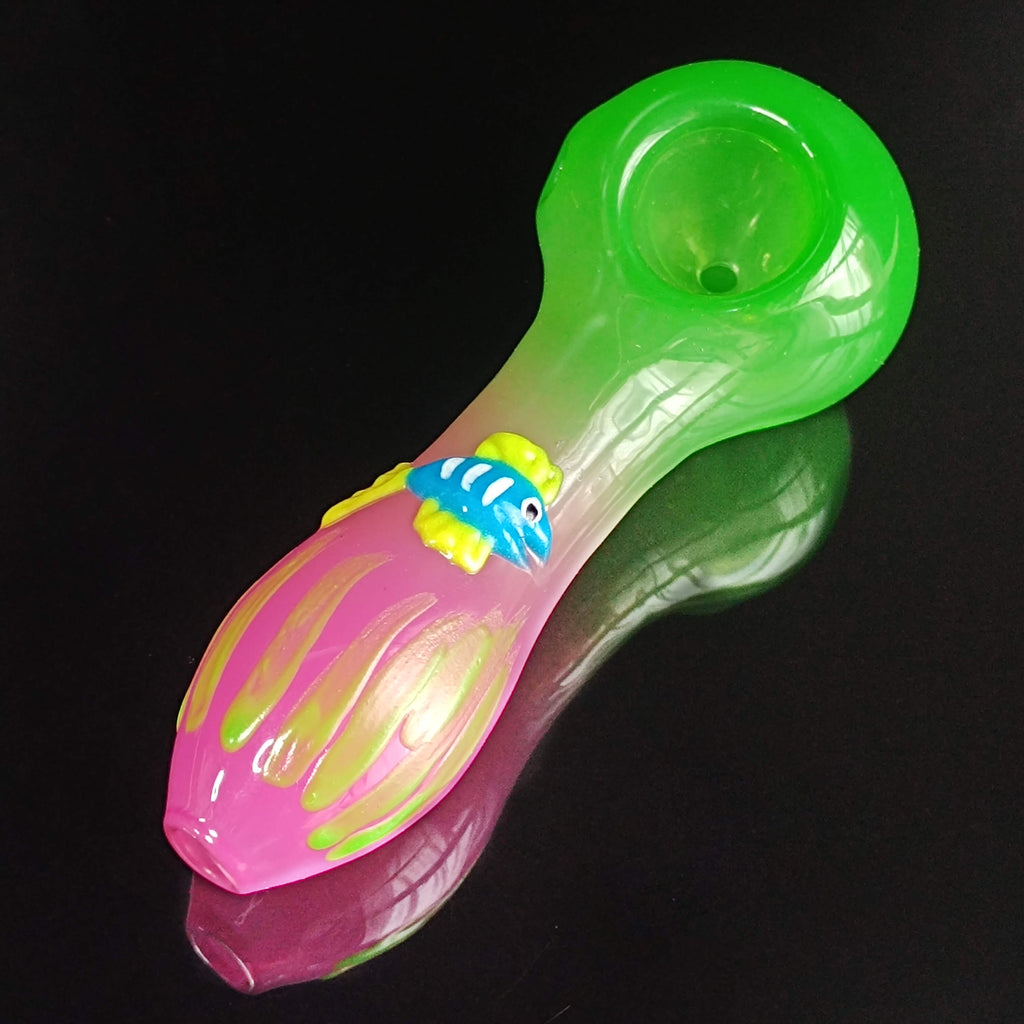 Green-Pink Small Fish Glass Pipe