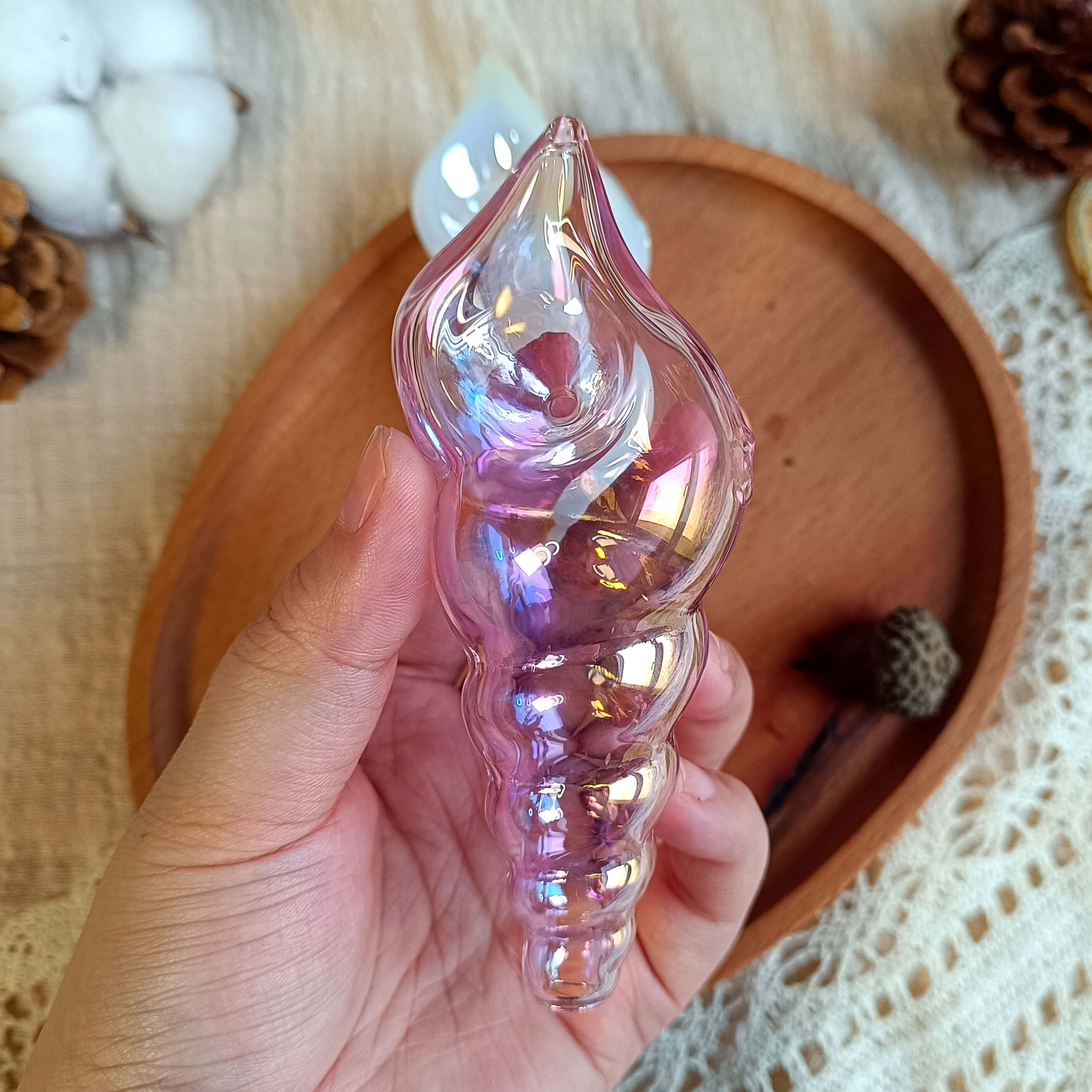4.5 Inch Glass Smoking Pipe,Conch Shell Design,Cute Girly Bowl,Perfect Gift for Her,Pocket Glass Pipe,Spoon Pipe