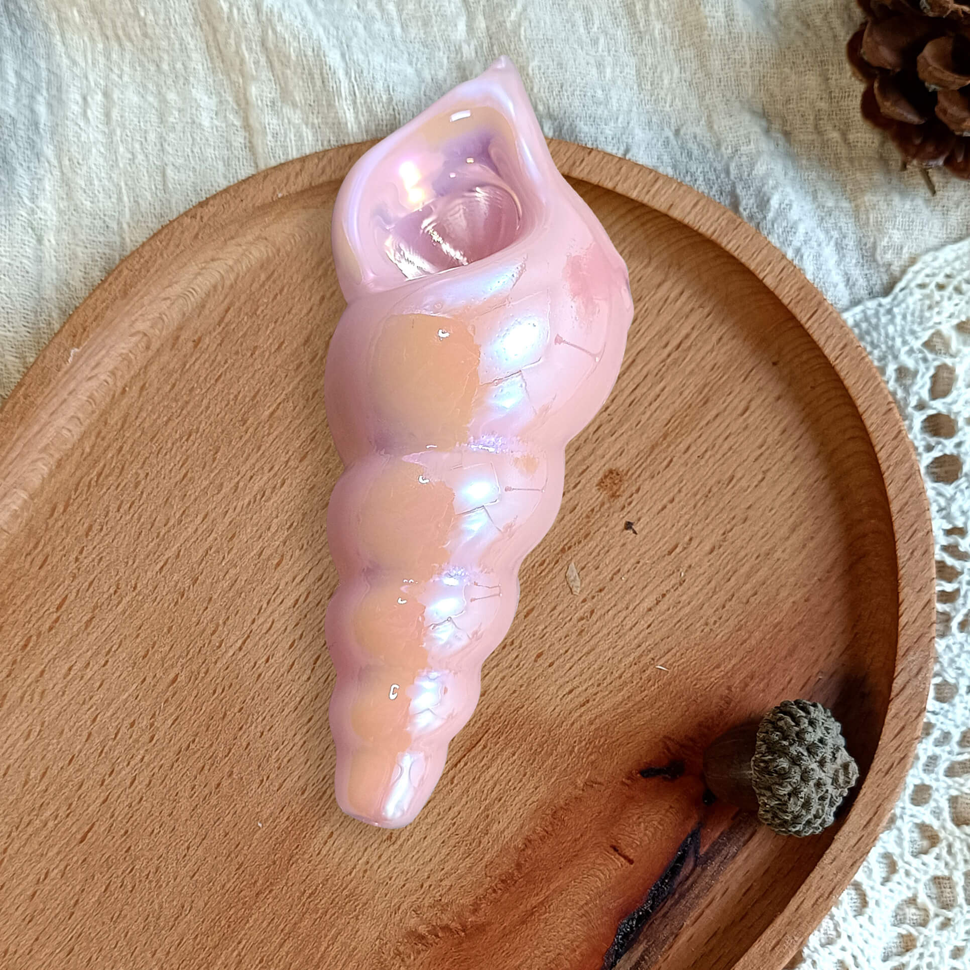 4.5 Inch Glass Smoking Pipe,Conch Shell Design,Cute Girly Bowl,Perfect Gift for Her,Pocket Glass Pipe,Spoon Pipe