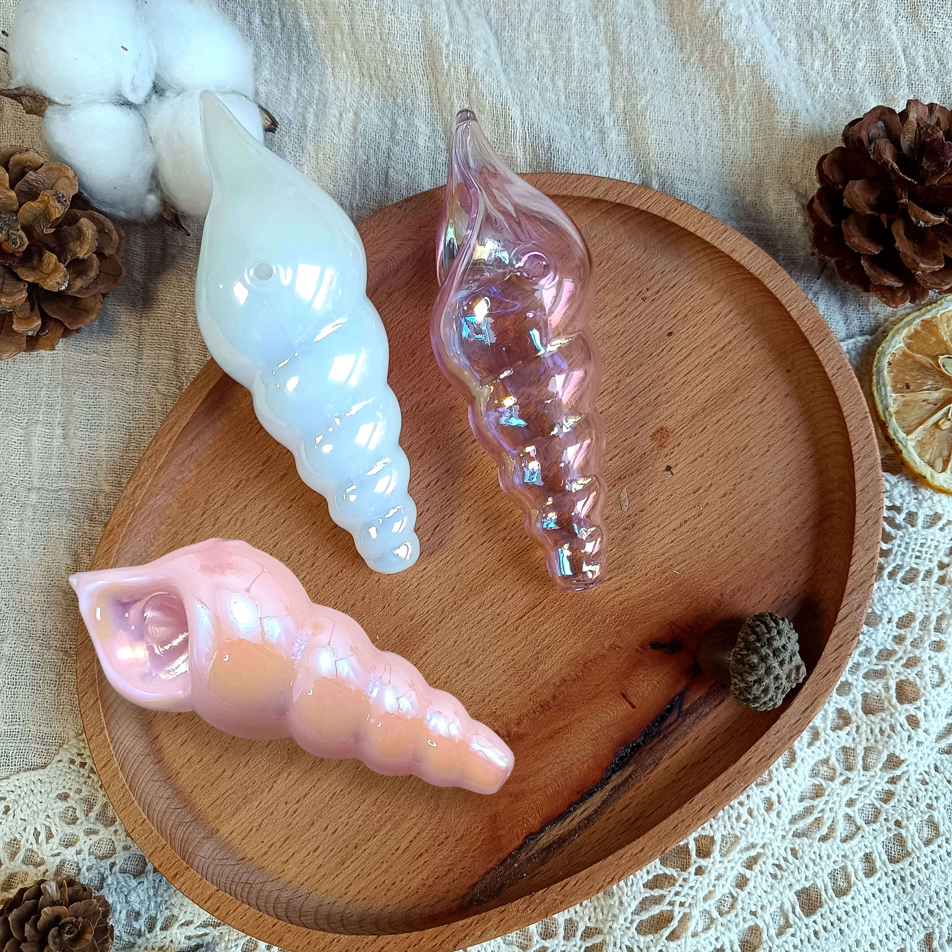 4.5 Inch Glass Smoking Pipe,Conch Shell Design,Cute Girly Bowl,Perfect Gift for Her,Pocket Glass Pipe,Spoon Pipe