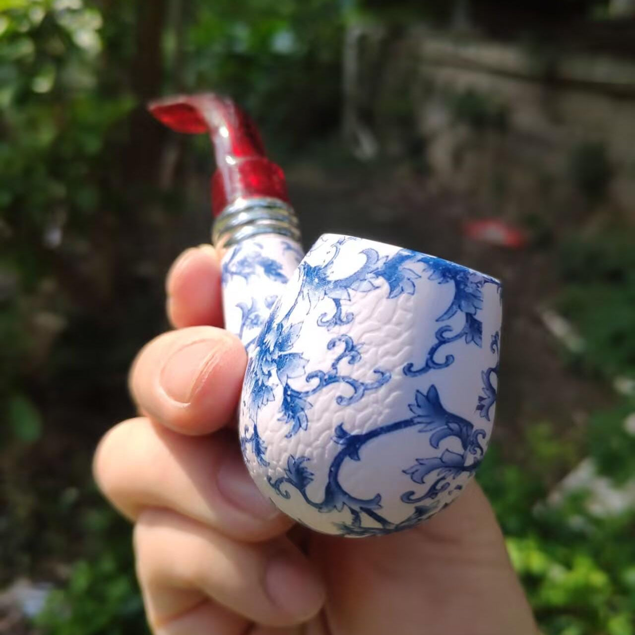 6 Inch Handcrafted Blue Porcelain Pattern Pipe,Elegant Ceramic Smoking Pipe,Unique Gifts For Her, Gifts For Father