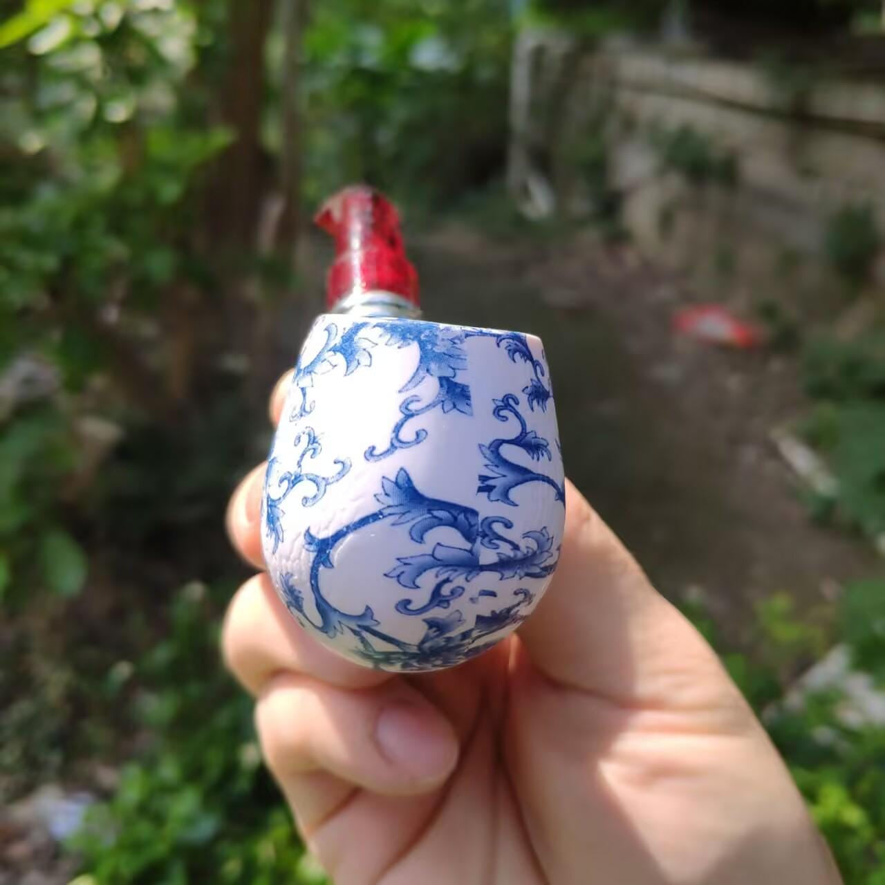 6 Inch Handcrafted Blue Porcelain Pattern Pipe,Elegant Ceramic Smoking Pipe,Unique Gifts For Her, Gifts For Father