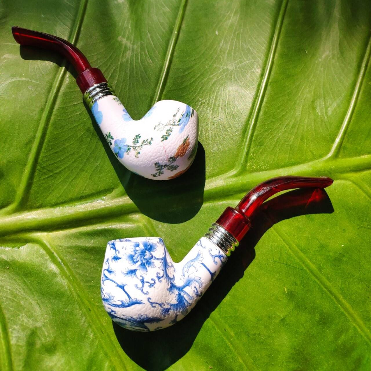 6 Inch Handcrafted Blue Porcelain Pattern Pipe,Elegant Ceramic Smoking Pipe,Unique Gifts For Her, Gifts For Father
