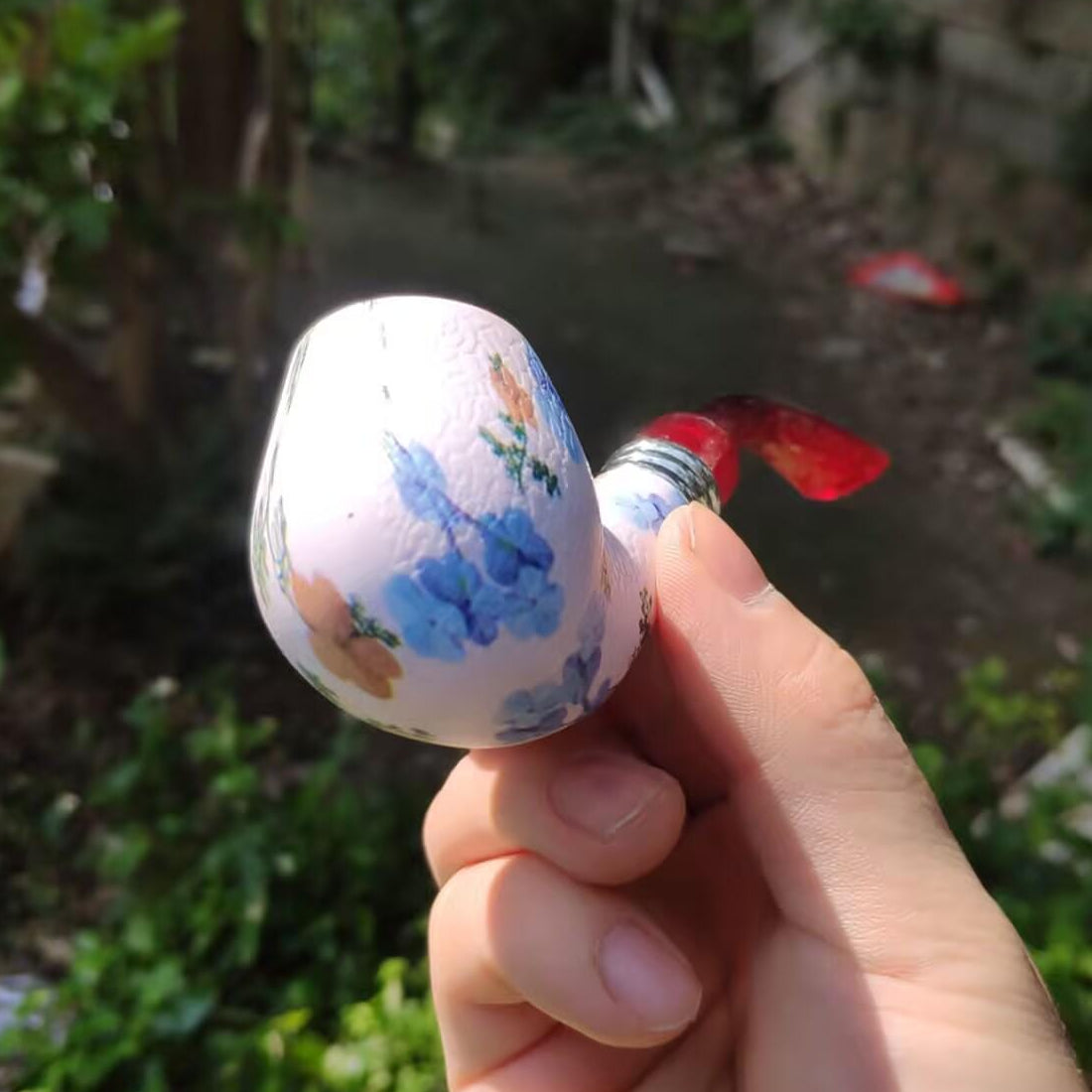 6 Inch Handcrafted Blue Porcelain Pattern Pipe,Elegant Ceramic Smoking Pipe,Unique Gifts For Her, Gifts For Father