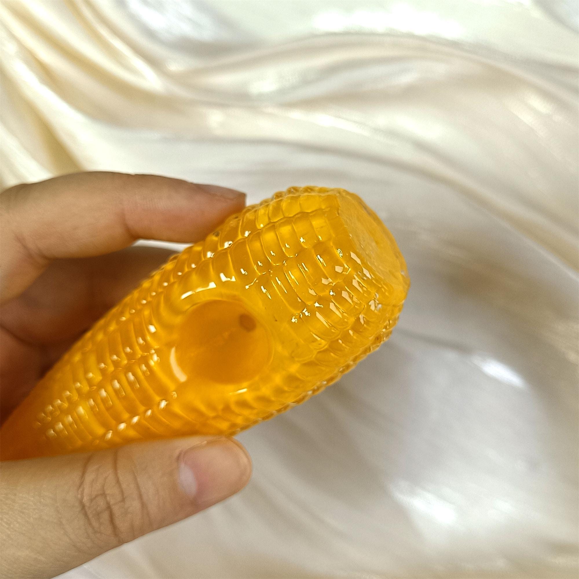 4.5 Inch Glass Smoking Pipe,Yellow Corn Design,Cute Girly Bowl,Perfect Gift for Her,Pocket Glass Pipe,Spoon Pipe