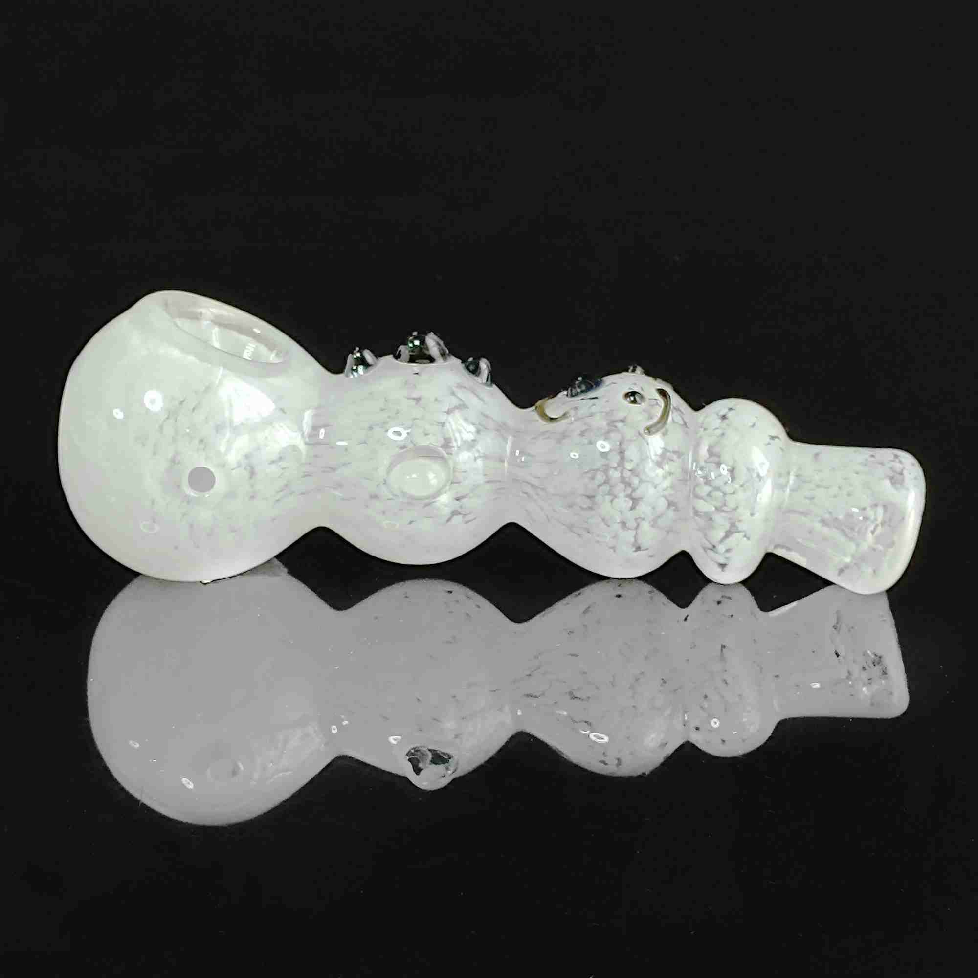 Frosted White Christmas Snowman Hand-Blown Glass Pipe For Holiday Gift