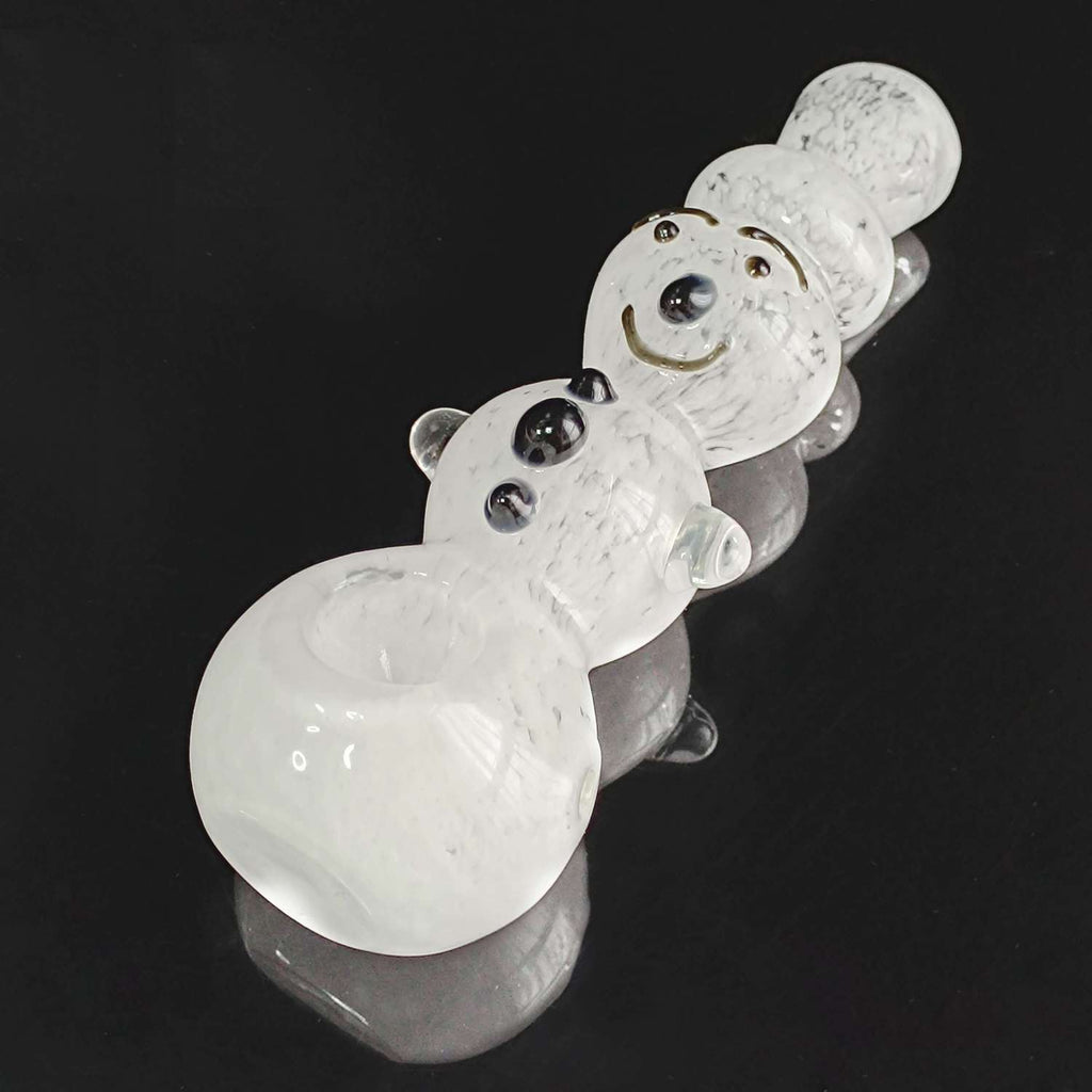 Frosted White Christmas Snowman Hand-Blown Glass Pipe For Holiday Gift