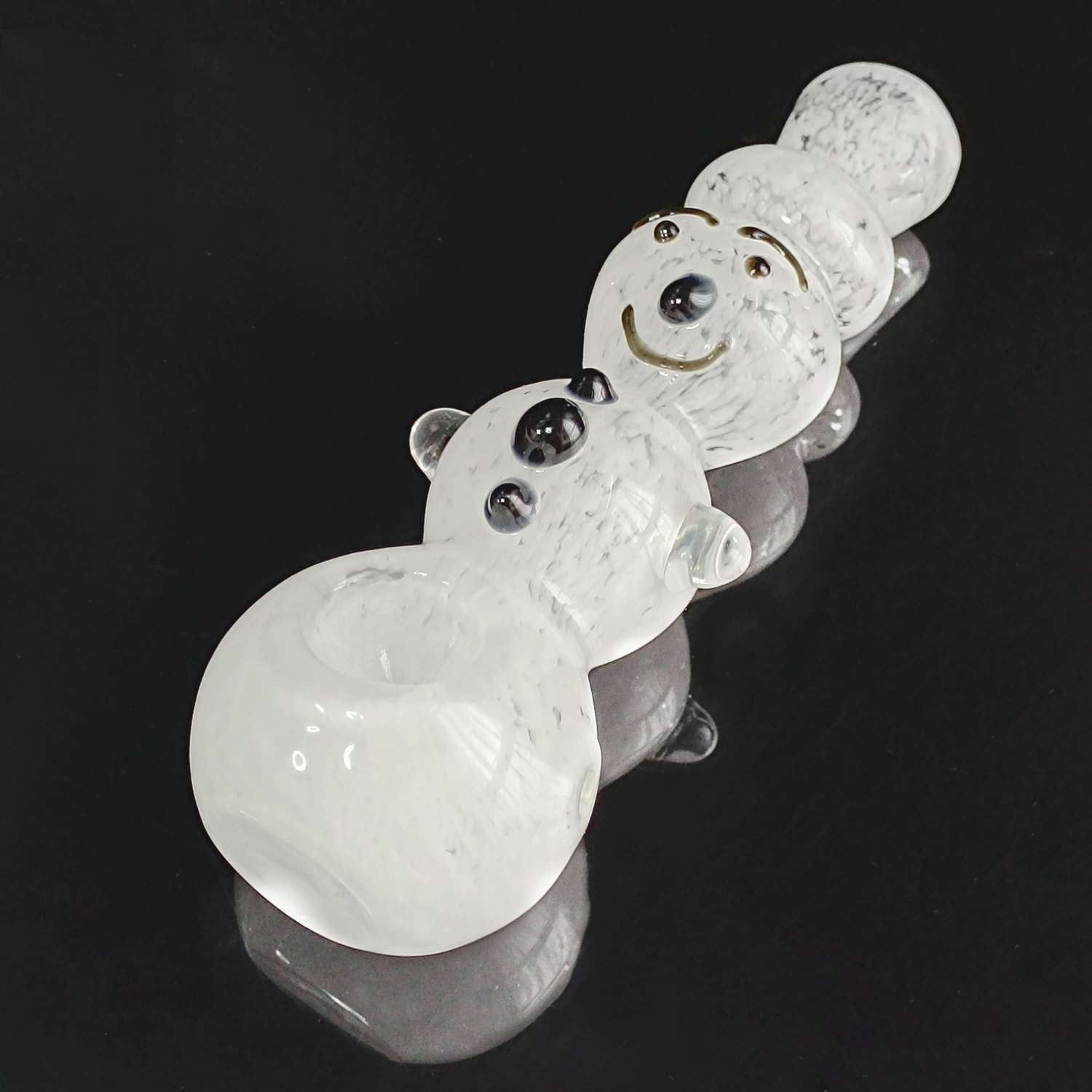 Frosted White Christmas Snowman Hand-Blown Glass Pipe For Holiday Gift