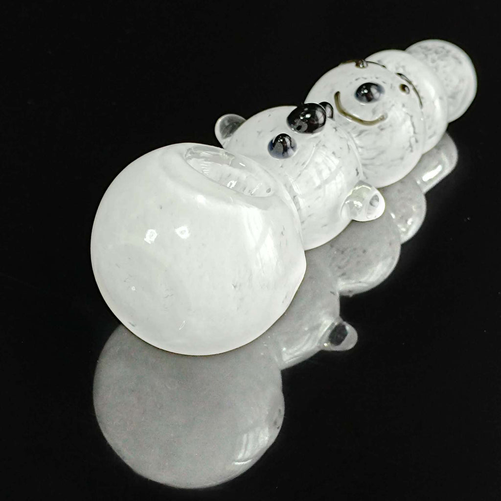 Frosted White Christmas Snowman Hand-Blown Glass Pipe For Holiday Gift