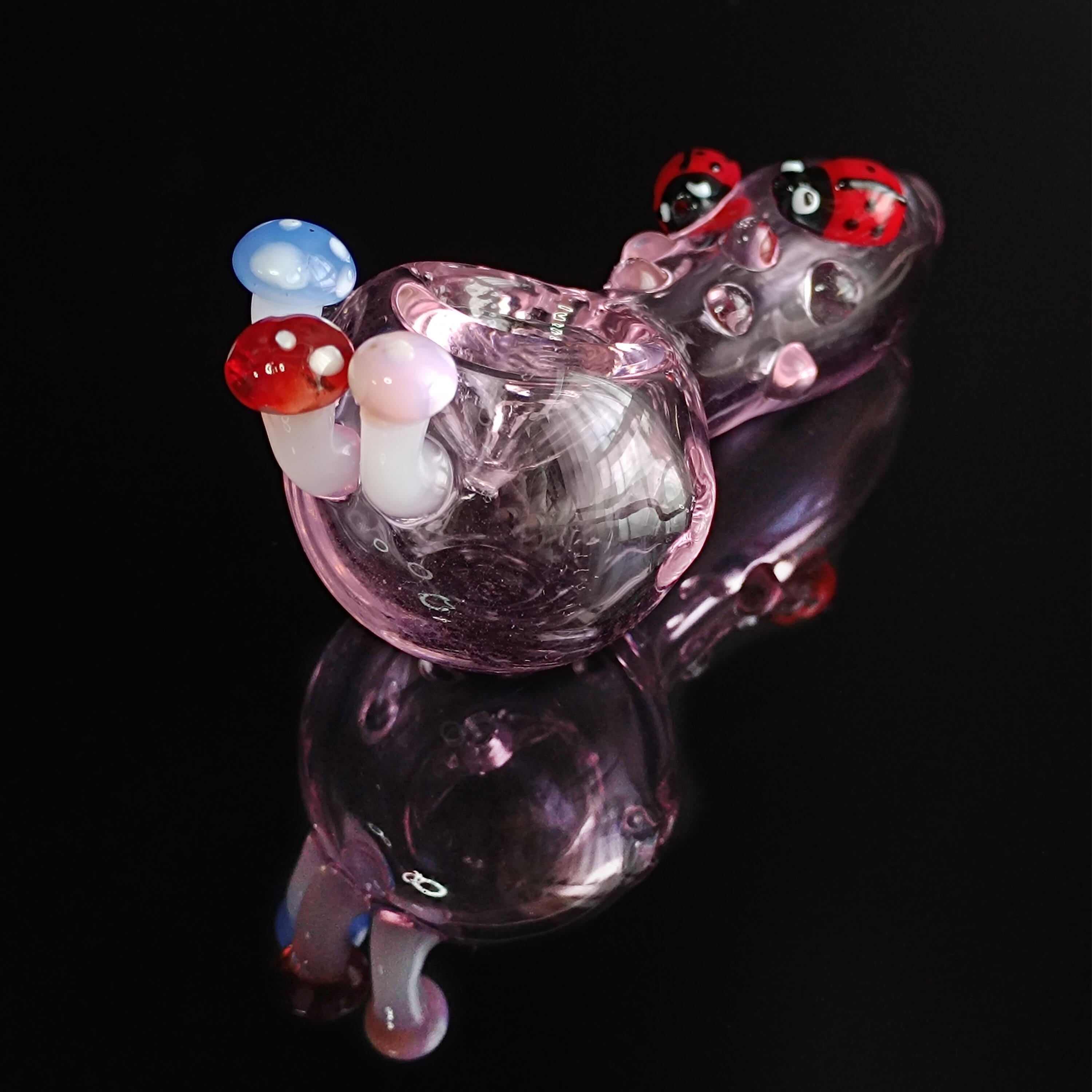 Pink Ladybug and Mushroom Glass Pipe
