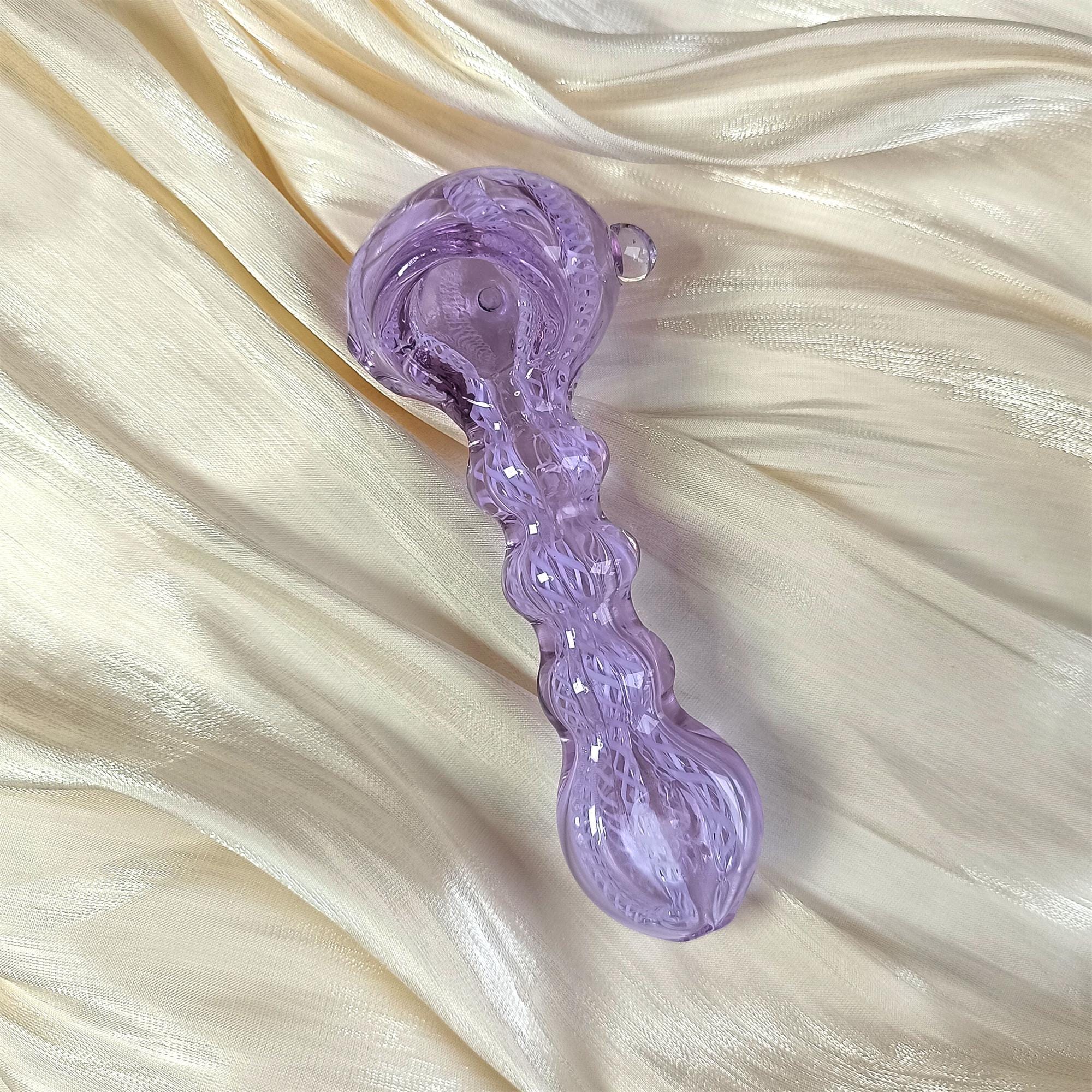 5.5 Inch Glass Smoking Pipe,ClearCute Girly Bowl,Perfect Gift for Her,Pocket Glass Pipe,White Stripes,Spoon Pipe