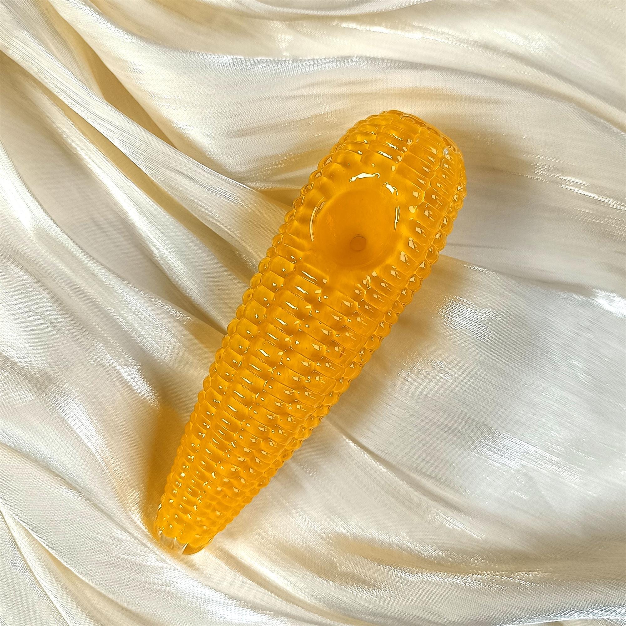4.5 Inch Glass Smoking Pipe,Yellow Corn Design,Cute Girly Bowl,Perfect Gift for Her,Pocket Glass Pipe,Spoon Pipe