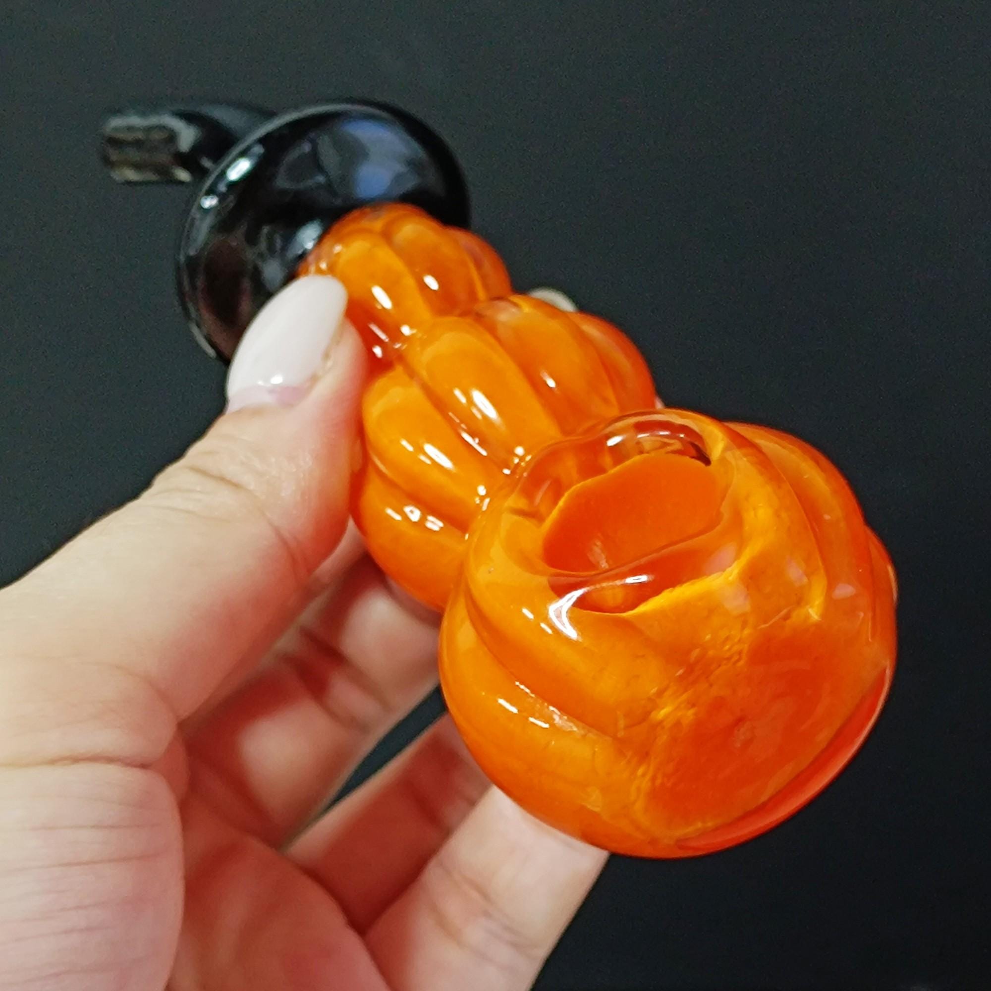 5 Inch Pumpkin Glass Pipe,Halloween Gift,Unique Gift for Her,Art Womens Pipes,Spoon Pipe,Pocket Pipe,Gift Set