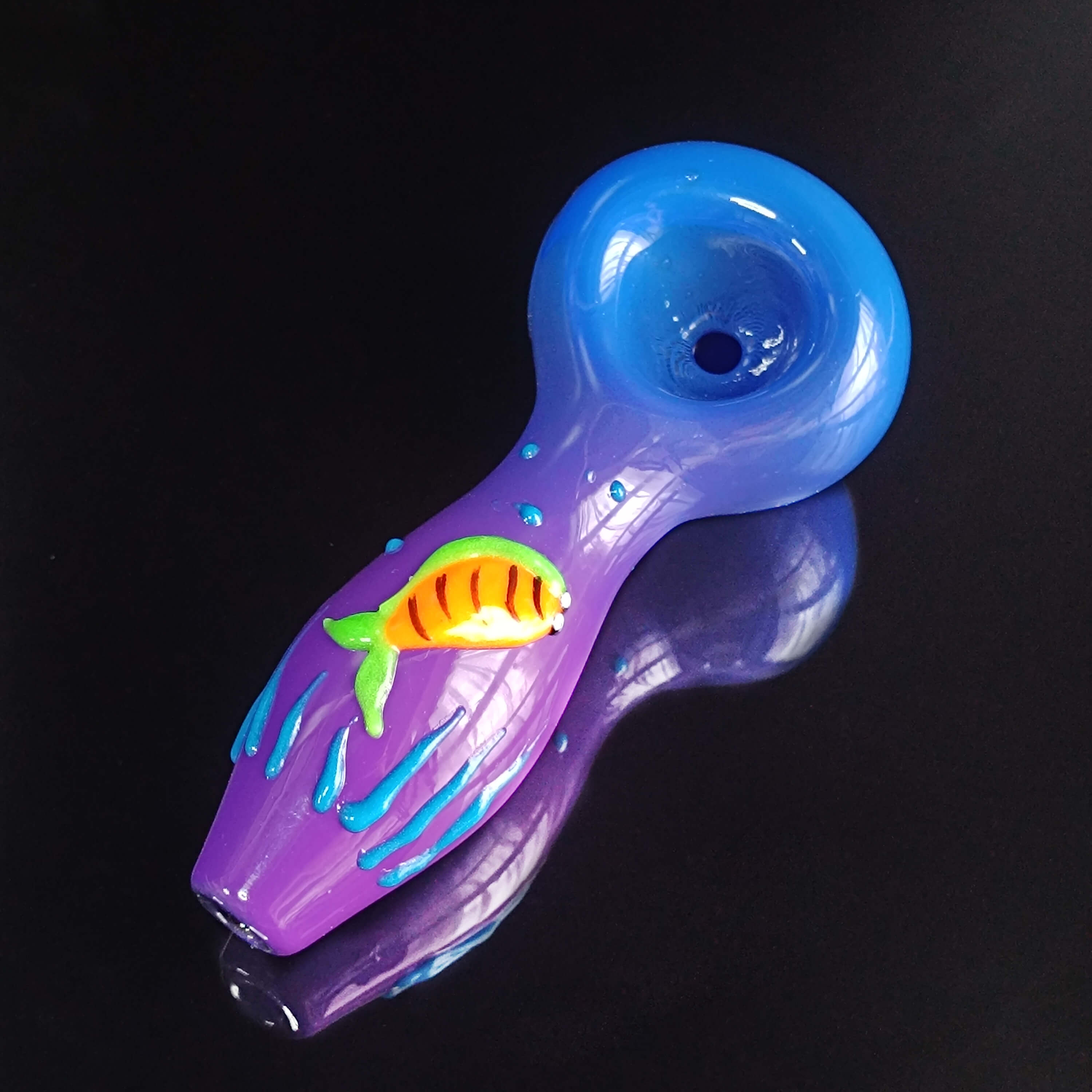 Blue-Purple Small Fish Glass Pipe
